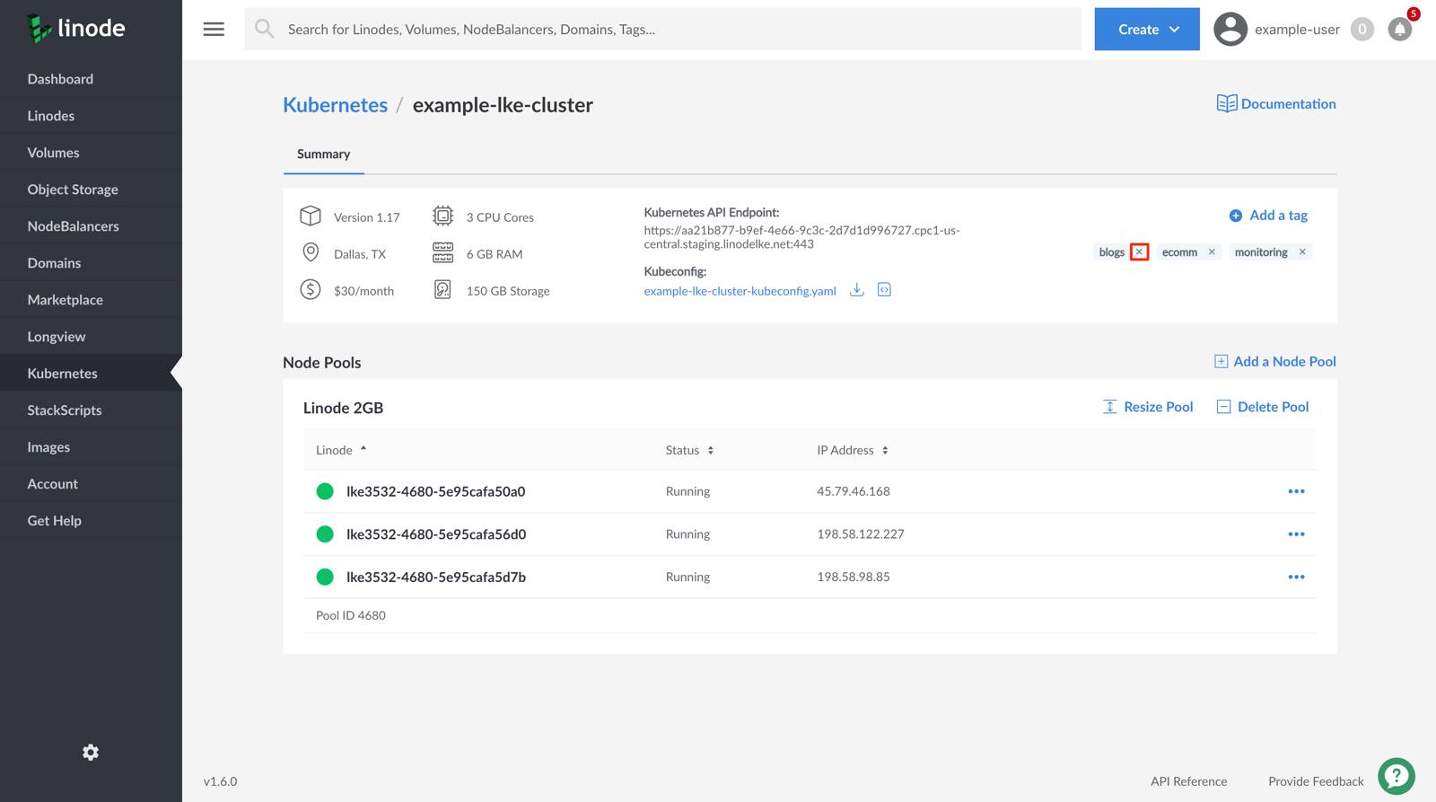 Remove an existing LKE cluster&rsquo;s tag.